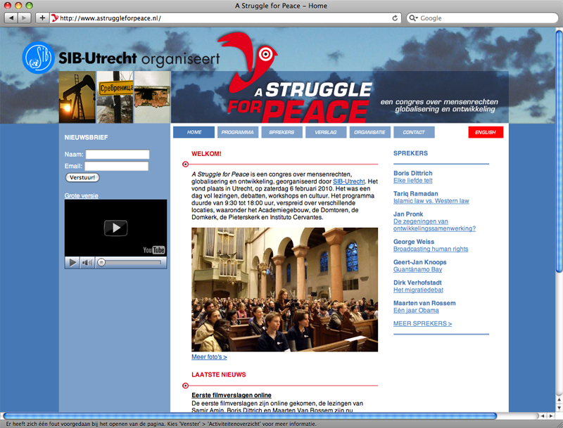 webdesign voor congres A Struggle for peace