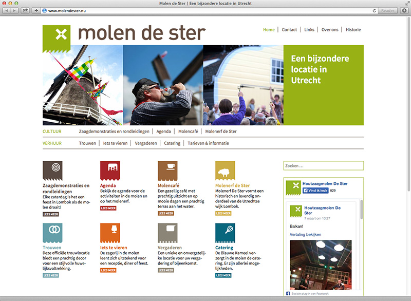 ontwerp en realisatie site Molen de Ster Utrecht